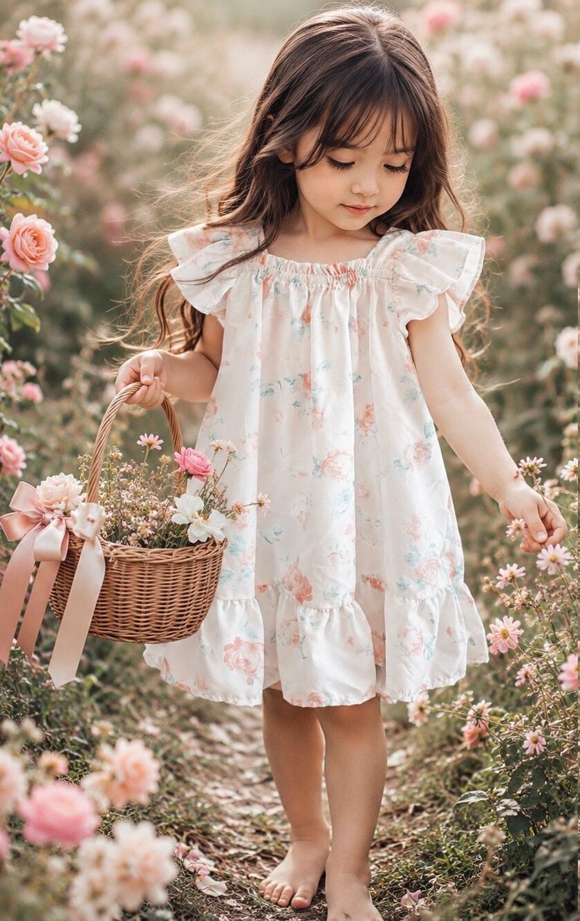 Capture The Moments Rose Garden Floaty Flutter Slv Dress 4/5T